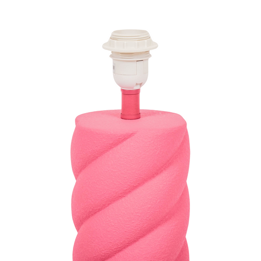 Tafellamp - Gedraaide Spek - Keramiek - Neon Roze - 12x12x28cm