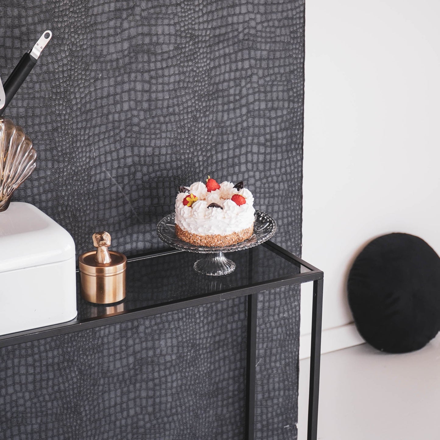 Servies- Taartplateau - Glas - Grijs - 22,5x8 cm