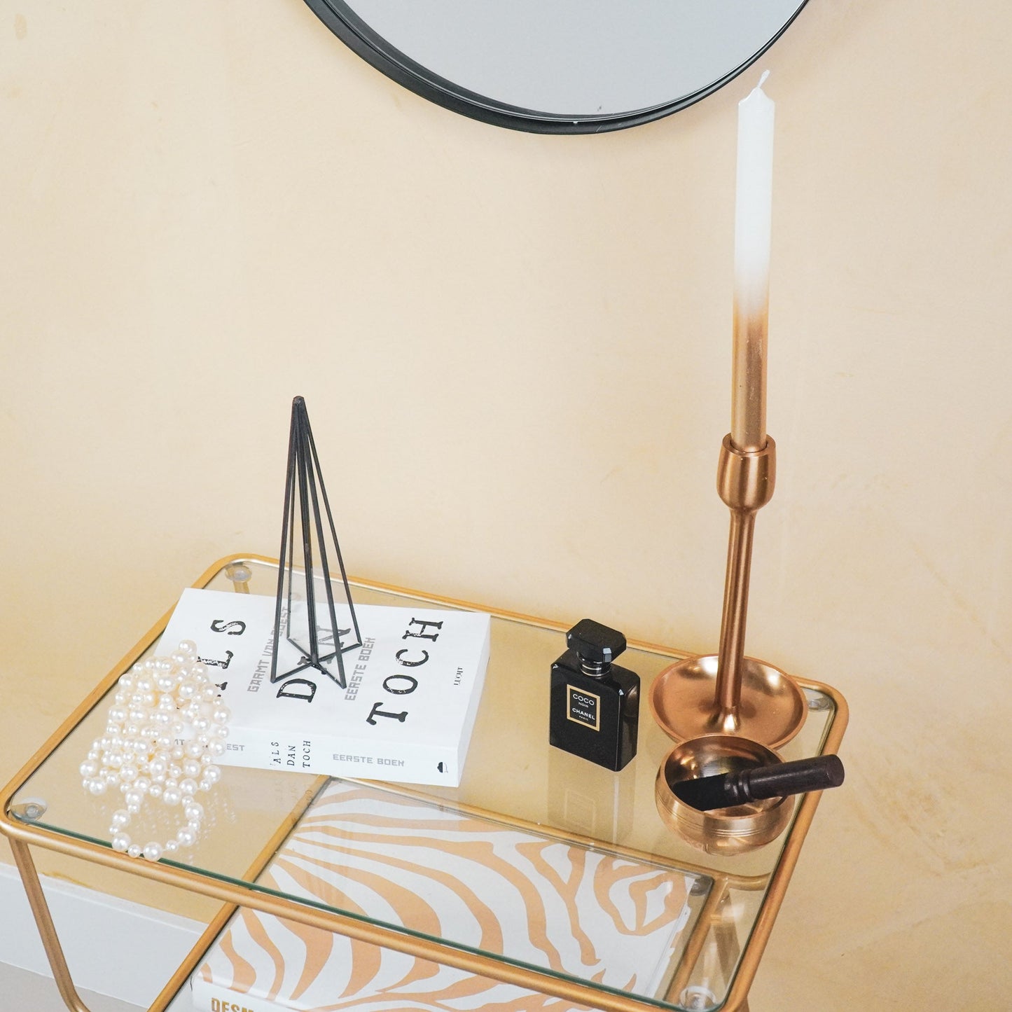 Kerstboom - Glas/ Metaal - Zwart - 5,5x20cm