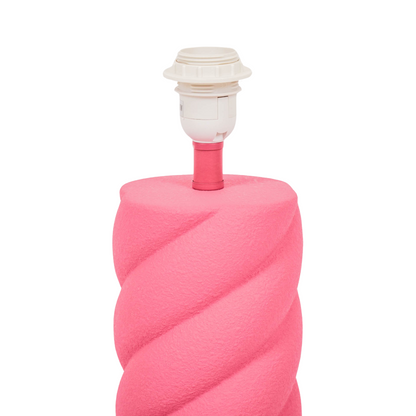 Tafellamp -  Gedraaide Spek - Keramiek - Neon Roze - 12x12x28cm
