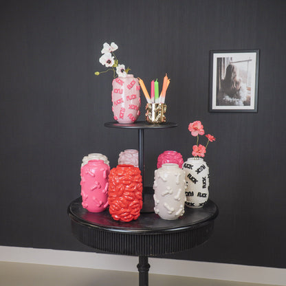 Vaas - Bloemenvaas - Piemels - Keramiek - Zand -  17x17x27cm