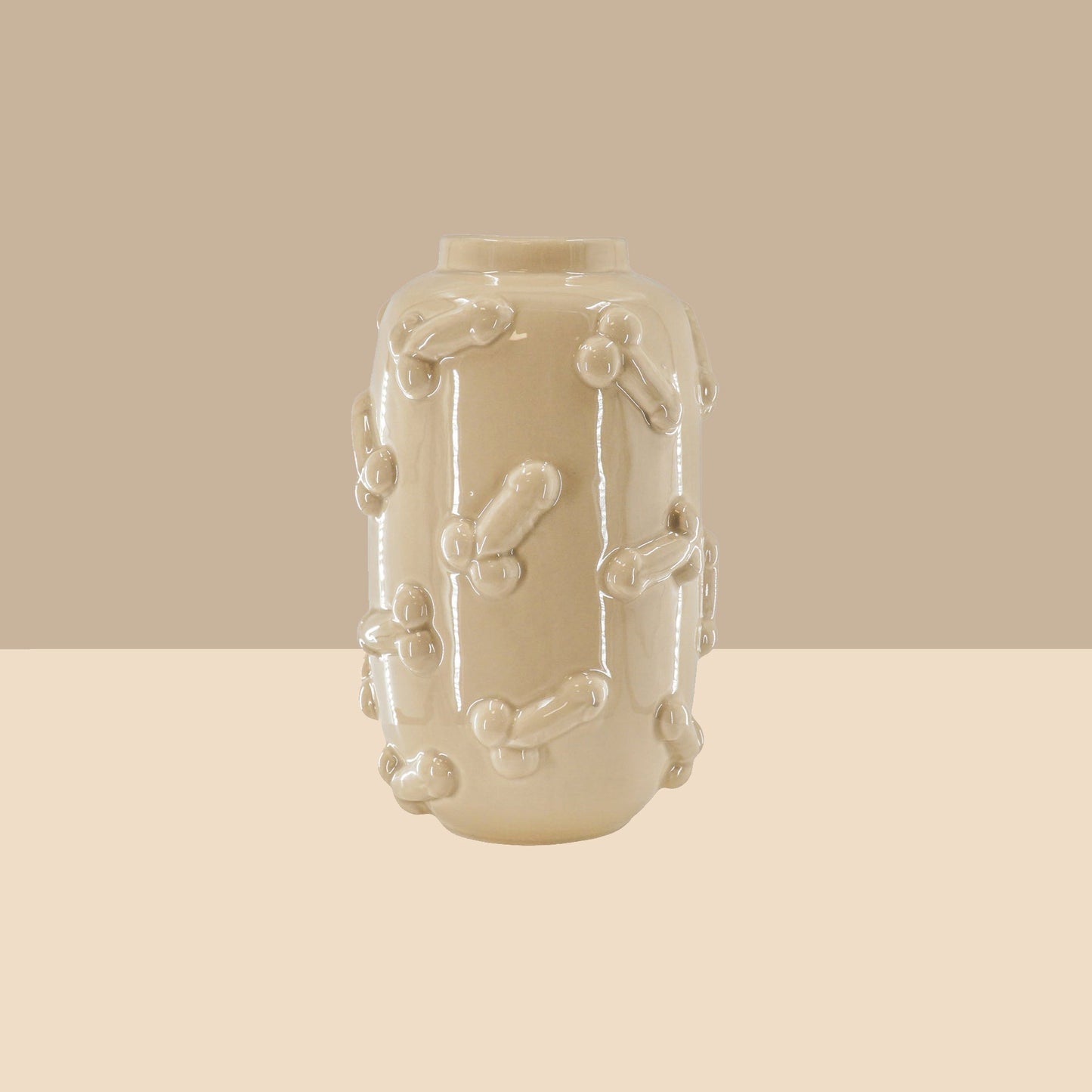 Vaas - Bloemenvaas - Piemels - Keramiek - Zand -  17x17x27cm