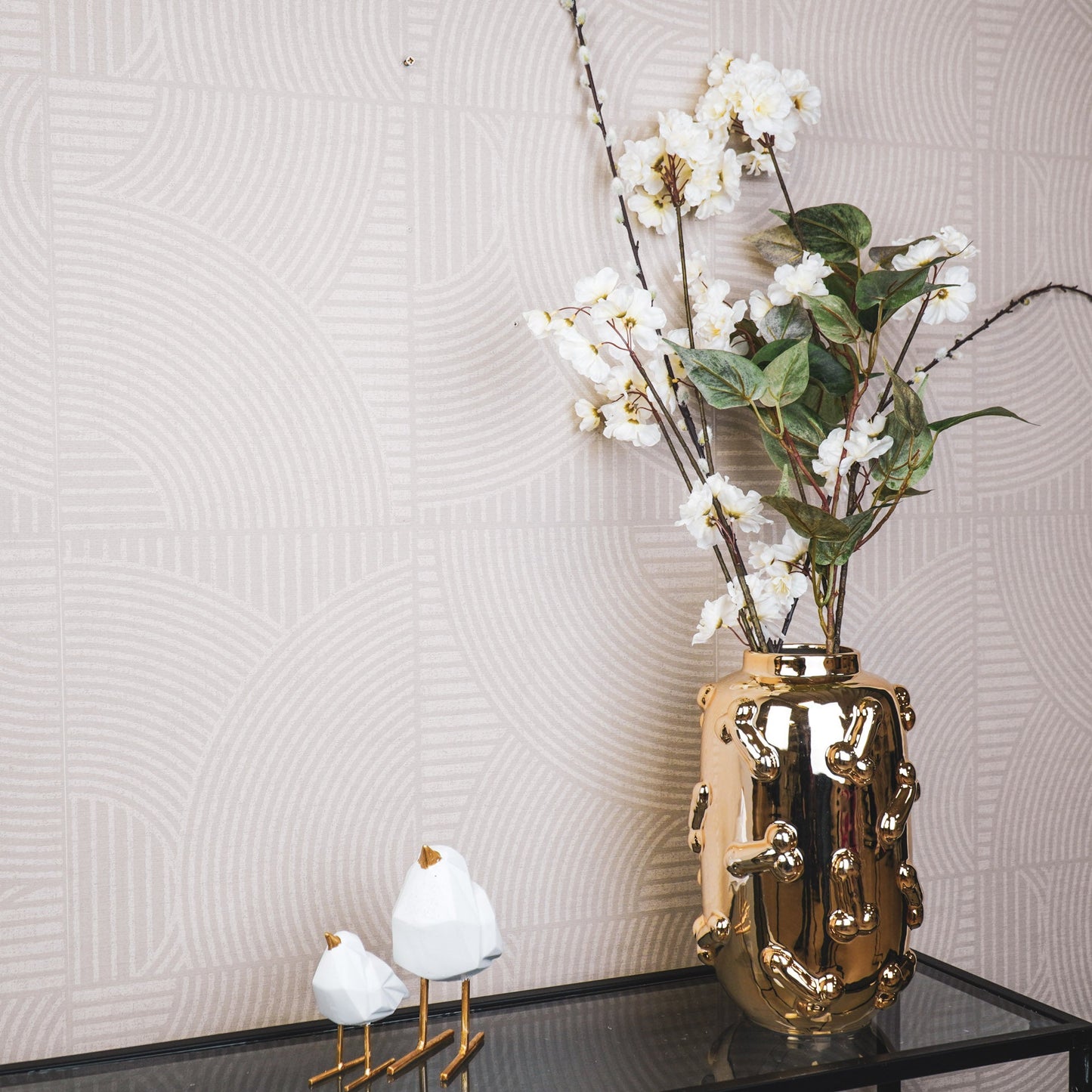 Vaas - Bloemenvaas- Piemels - Keramiek - Goud -  17x17x27cm