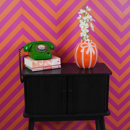 Vaas - Bloemenvaas Strik - Dolomiet -Oranje/ Roze - 17x17x17,5cm