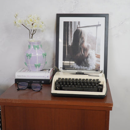 Vaas - Flesvaas Strikjes Dolomiet Lila/Mintgroen - 14x14x19cm