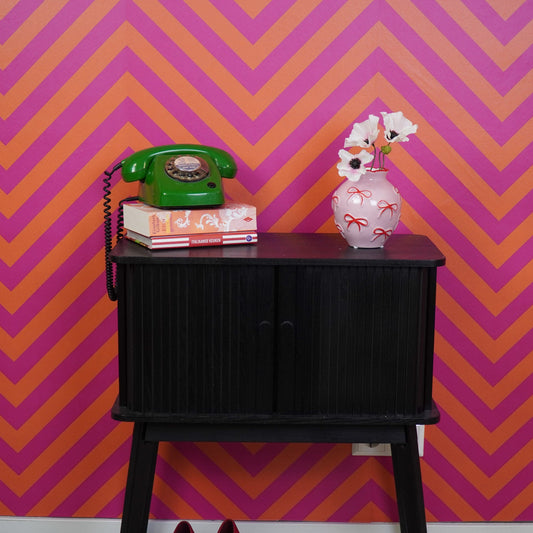 Vaas -Bloemenvaas Strikjes - Dolomiet - Licht Roze /Rood - 13x13x14cm