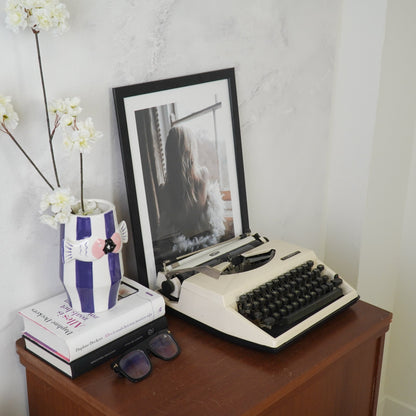 Vaas - Bloemenvaas Vissen- Dolomiet - Blauw/Wit/Roze - 14x11,5x18,5cm