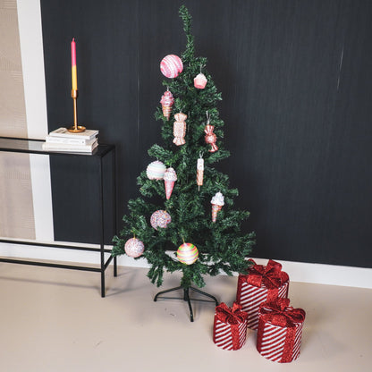 Kerst Led Lamp - Rond - Cadeau Set van 3 - Kunststof - Wit/Rood - 15cm/20cm/25cm