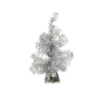 Kunstboom - Kerstboom met led lampjes - Kunststof - Zilver - 50 cm