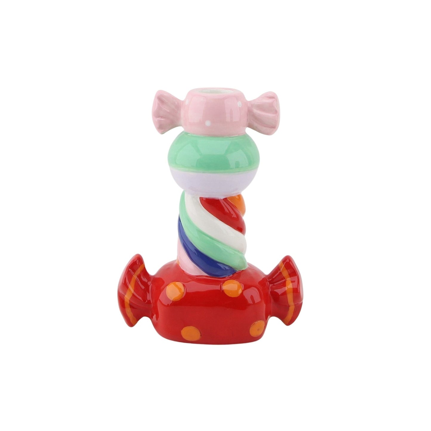 Kaarshouder- Kandelaar Stapel Snoepjes- Dolomiet - Rood Multi Kleur- 13x7x20cm