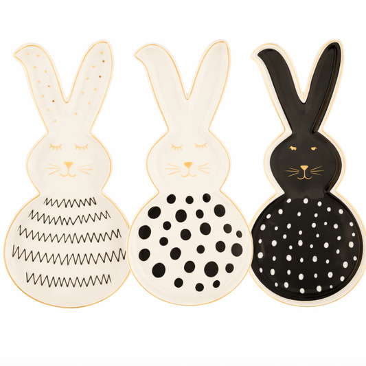 Konijn Schaal Set – 3x Keramische Snackbordjes 27 cm