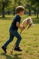 Hobby Horse Stokpaard Wit – Pluche Stokpaard voor Kinderen – Speelgoed Paard voor Binnen & Buiten